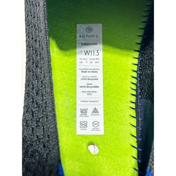 Rothy’s The Sneaker Honeycomb Knit Textured Slip On Shoes Flat Black Womens 11.5 - Picture 2 of 13